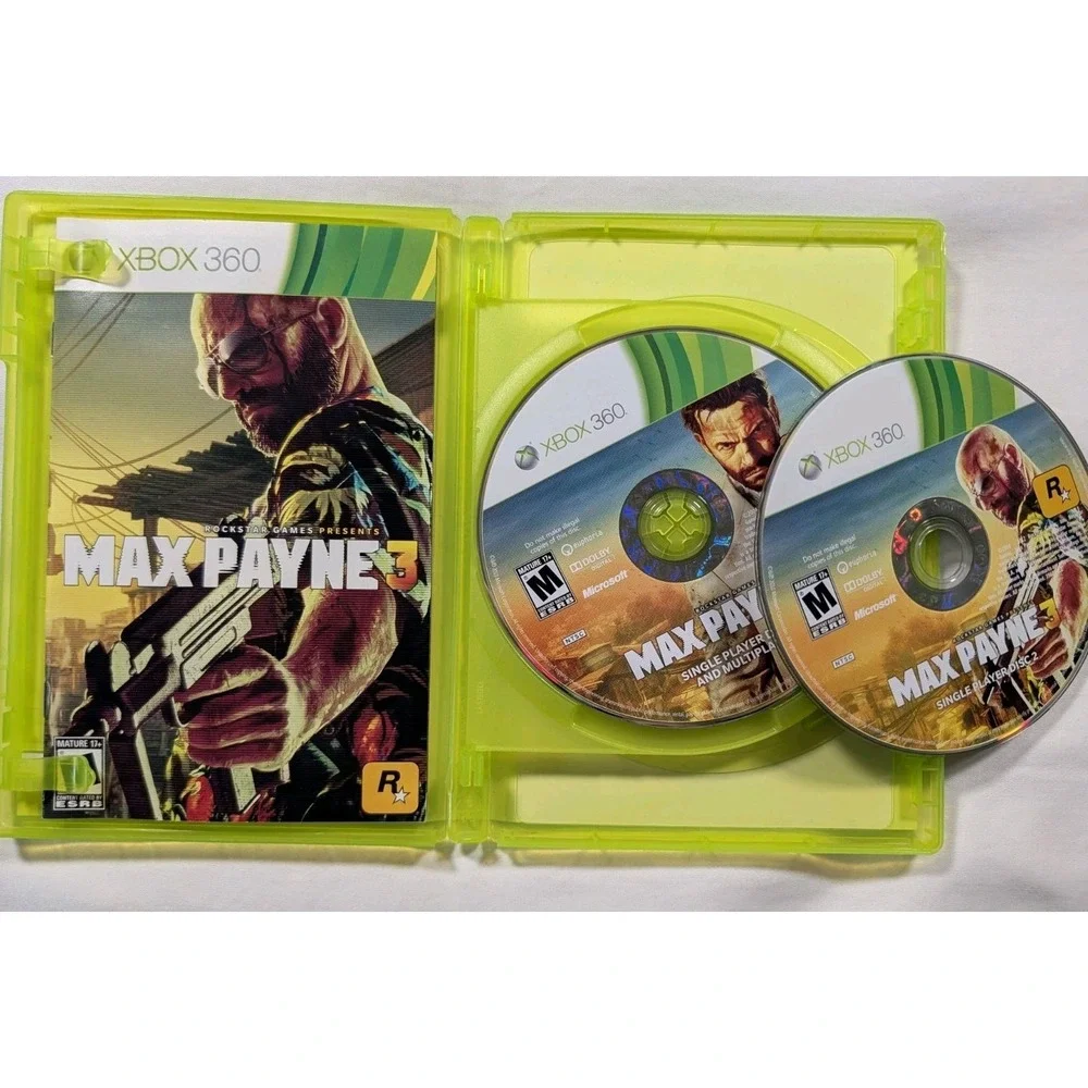 Max Payne 3 (Microsoft Xbox‎ 360, 2012) CIB Complete 2-Disc Set w/ Manual Tested